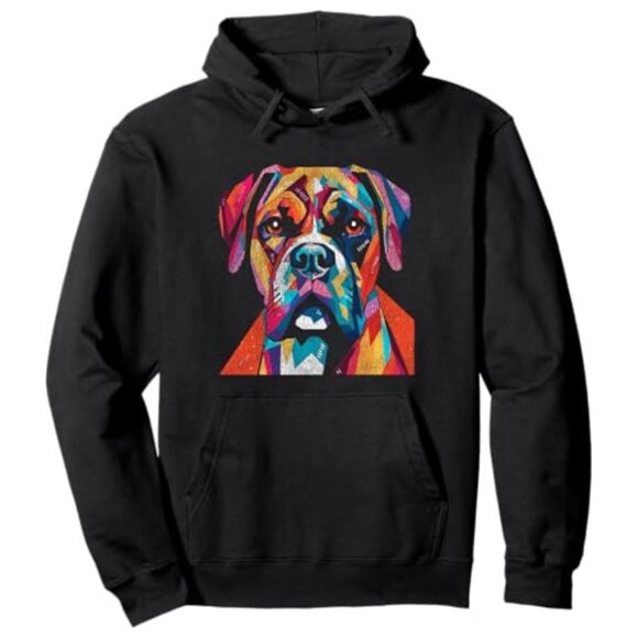 Boxer Dog Portrait Colorful Pop Art Design For Pet Owner Pullover Hoodie - Picture 1 of 1